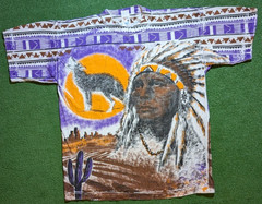Vintage 1990s Native American Americana Chief Wolf Sun L T shirt