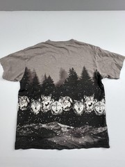 Kith Shirt Mens Medium Gray Wolf Pack Forest Graphic Tee Allover Print Nature