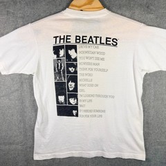 VINTAGE 90s The Beatles White Rubber Soul T Shirt Mens Large Band Tee