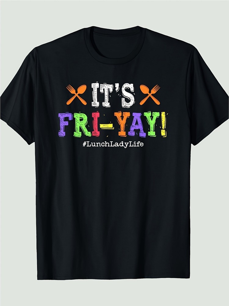 Women’s & Men’s Retro 80s Inspired Lunch Lady Fri-Yay T-Shirt – 220gsm Heavywe