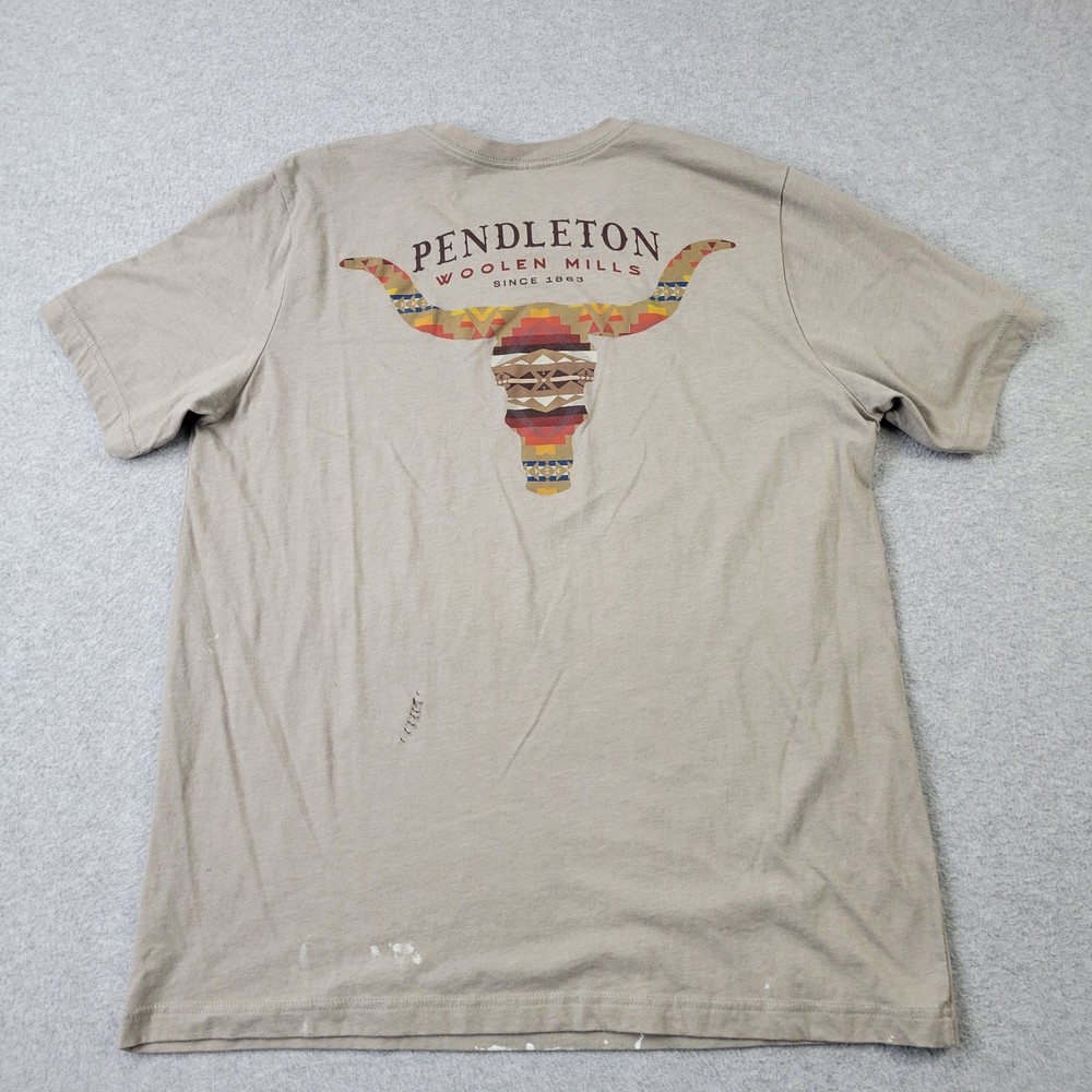 Pendleton Shirt Mens Large Beige Cascadia Skull 1863 Graphic