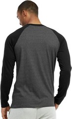 Cottonbell Men’s Full Length Sleeve Raglan Cotton Baseball T Shirt (S/ BLK/C.GR)