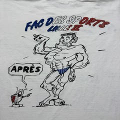 Vintage 90s Fac Des Sports Lille II Bodybuilder Gym Funny Graphic T-Shirt – XL
