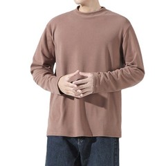 Spring Men Retro Half-Turtleneck Warm Long Sleeve Tee Solid Color T Shirt Tops