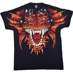 Dragon Head Clearance Black T-Shirt Liquid Blue