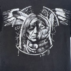 VTG Dreamcatcher American Indian Wolf Shirt Men’s L Liquid Blue Print Delta Pro