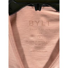 BYLT Basics Drop Cut Lux T-Shirt Mens XL Clay Pink Curved Hem Short Sleeve Tee