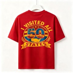 Unisex 2-Sided I Visited All 50 States Vintage Map Tee Graphic Road Trip T-Shirt