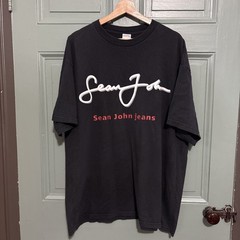 VTG Y2K Sean John Authentic Signature T Shirt Faded Black USA Cotton 2XL Diddy