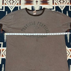 Testicle Festival Rock Creek Lodge Montana Short Sleeve Brown Tee Size XL