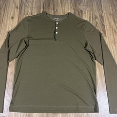 UNTUCKit Shirt Mens Small Green Long Sleeve Henley Stretch Tagless Cotton Blend