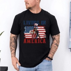 New Living In America T-shirt, Retro USA Shirt, 4th Of July Tee