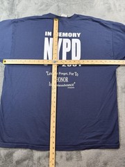 Vintage NYPD 9-11 Shirt Mens 2XL Memorial Navy Blue Double Sided Graphic 00s