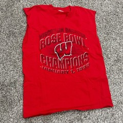 Vintage 90s Wisconsin Badgers Rose Bowl Champions 1999 Red Chop TShirt Mens L