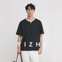 Fashion Fake Two-piece Retro Henry Collar Knitted Short-sleeved 2026 Summer T-sh