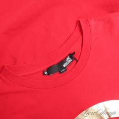 Love Moschino Made in Turkey Cherry Red Gold Foil Big Peace Logo Tee Shirt XL