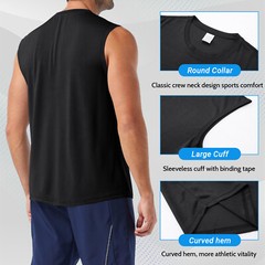 3Pack Men’s Sleeveless Shirts Quick Dry Tank Top Workout Fitness Gym Sport Beach
