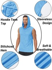 Men’s Muscle Hoodies Sleeveless Tank Tops Gym Fitness Running Sport Vest T-Shirt