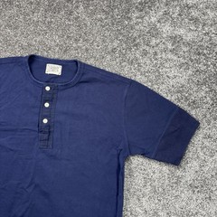 Vintage The Bronson Mfg Henley T-Shirt Mens XL Navy Blue Cotton Short Sleeve