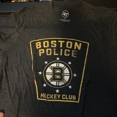 Boston Police BPD Hockey Club Mens Shirt Sz Large Gray Rare 47 Brand