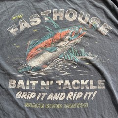 Mens T-Shirt Fasthouse Bait N’ Tackle Snake River Blue Large