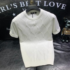 New Men Fashion Trend Knitted Short Sleeve Cotton Streetwear Summer T-Shirt
