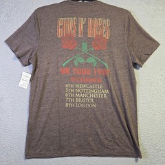 LUCKY BRAND Guns n Roses Mens Large Brown Casual Metal Music Rock Skull NWT