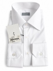 Battaglia Beverly Hills Shirt 15/38 White Long Sleeve Cotton MOP Buttons