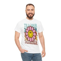 Teacher Flower Face Retro Back To School T-Shirt