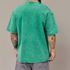 Menswear Retro Washed Tee Casual Summer Wear 95%Cotton 5%Spandex Solid Color