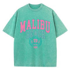 Malibu Beach Acid Washed Graphic Cotton Streetwear Surf Tee Y2K XS-2XL 7 Colors