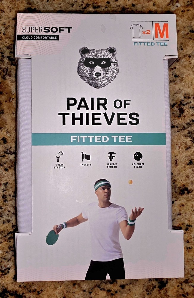 Pair of Thieves Men’s 2 pk Crew Undershirt White Size M Medium Fitted Tee