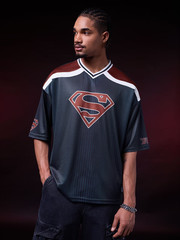 DC Superman Man Of Steel Oversized Jersey Premium Dot Knit Fabric T-Shirt 2026