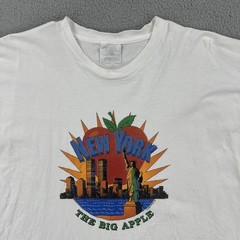 Vintage Gem Rock 1993 White XL T Shirt Made In USA New York The Big Apple 90s