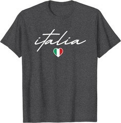 Italian Flag Italy Vintage Italia Heart Cursive Womens Girls T-Shirt
