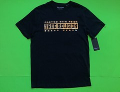 New TRUE RELIGION Men’s Short Sleeve T-Shirt X-LARGE Black w/Gold MSRP $59.00