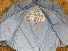 VTG 90s WB Store Looney Tunes Blue Jean Embroidered Shirt Bugs Bunny Sz XL
