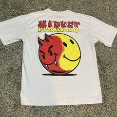 Market Smiley Good And Evil Devil Smiley Face Red Creme T-Shirt Size X-Large