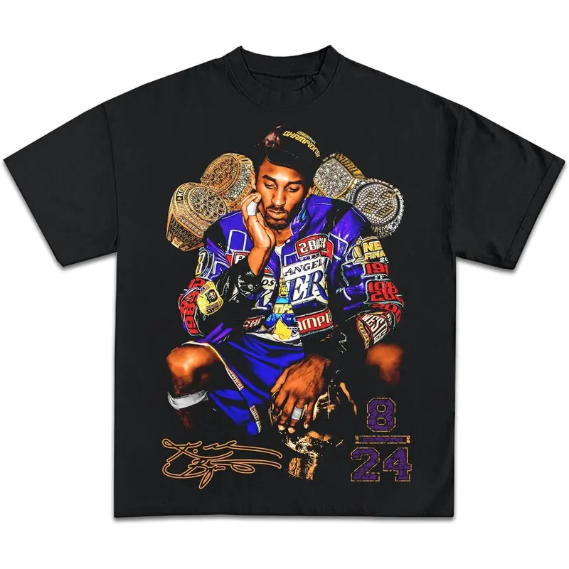 8/24 Championship Rings Casual Graphic Print Short Sleeve Crew Neck Tee