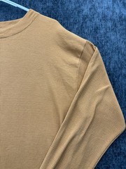 R+L Luxury Thermal Shirt Mens XL Beige Heavyweight Waffle Knit Ribbed Cuffs