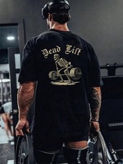 Men’s Dead Lift Skeleton Graphic T-Shirt Funny Gym Workout Tee