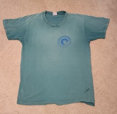 Vtg 90s Sun Faded WRV Wave Riding Vehicles Surf shirt Green Anvil Single Stitch