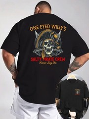 Casual T-Shirt with Round Neck And Short Sleeves, It Features a Pirate Theme