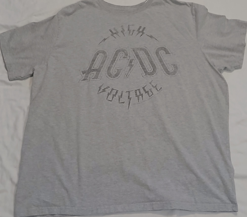 AC/DC HIGH VOLTAGE GRAPHIC TEE 3XL GRAY FADED ROCK BAND SHIRT