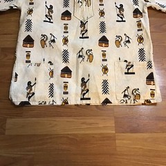 Shirt Pullover XL Broadcloth Short Sleeve Aztec Aborigine Pockets V Neck Boxy