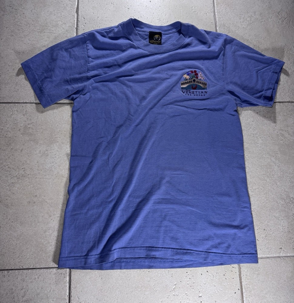 The Venetian Las Vegas Souvenir Tee Embroidered Rialto Bridge Floral Logo Size S