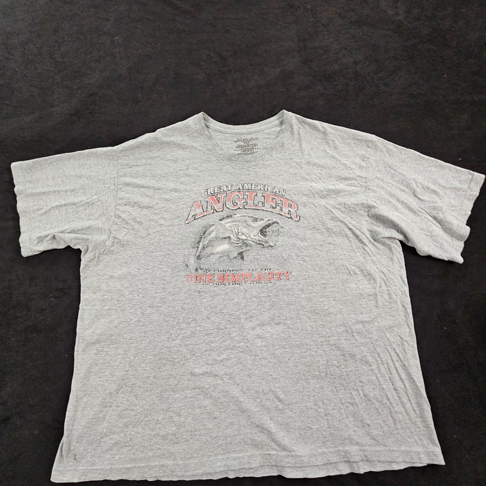 Great American Angler Gray Short Sleeve Cotton Blend T-Shirt Men’s 3XLT