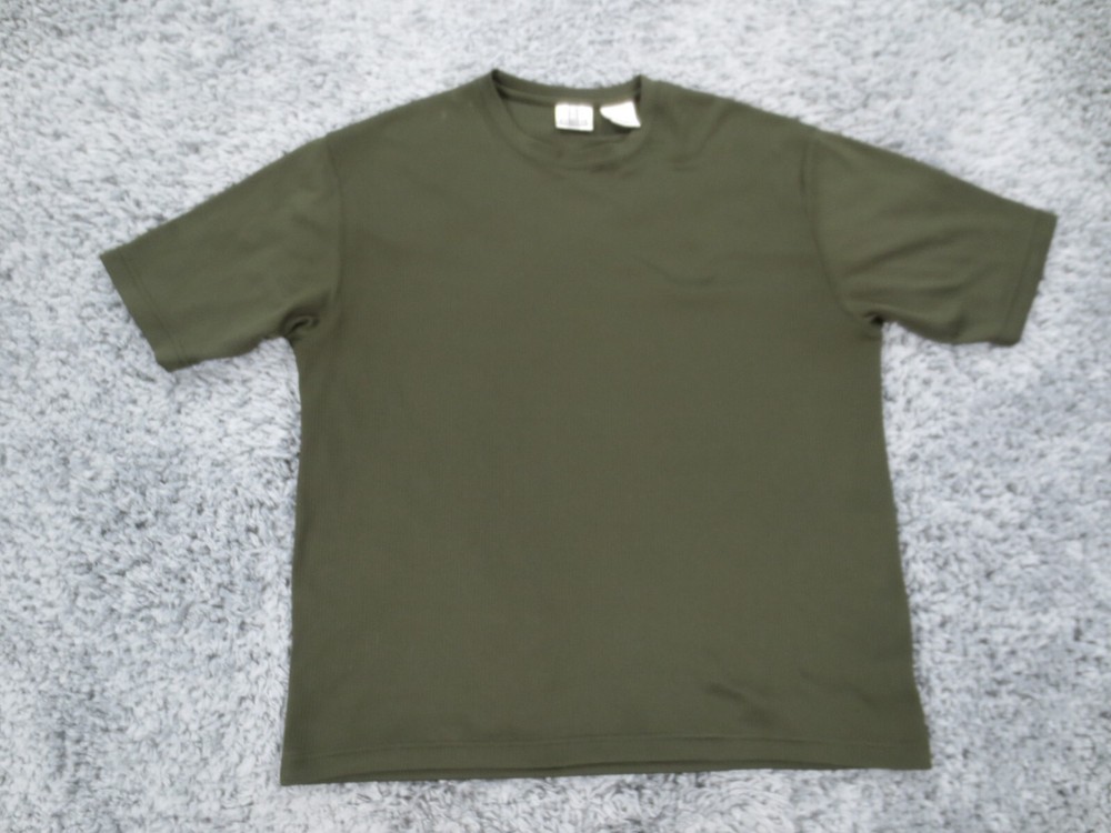 Vintage City Streets Shirt Mens XL Green Polyester Ribbed Knit Crew Neck Tee