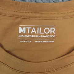 MTAILOR Shirt Mens Large Brown 100% Cotton Long Sleeve Crewneck Solid Tee NWOT