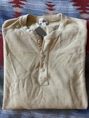 J. CREW Jacquard rib-knit henley in Heather Ginko (Yellow) Size S NWT $98 CL754